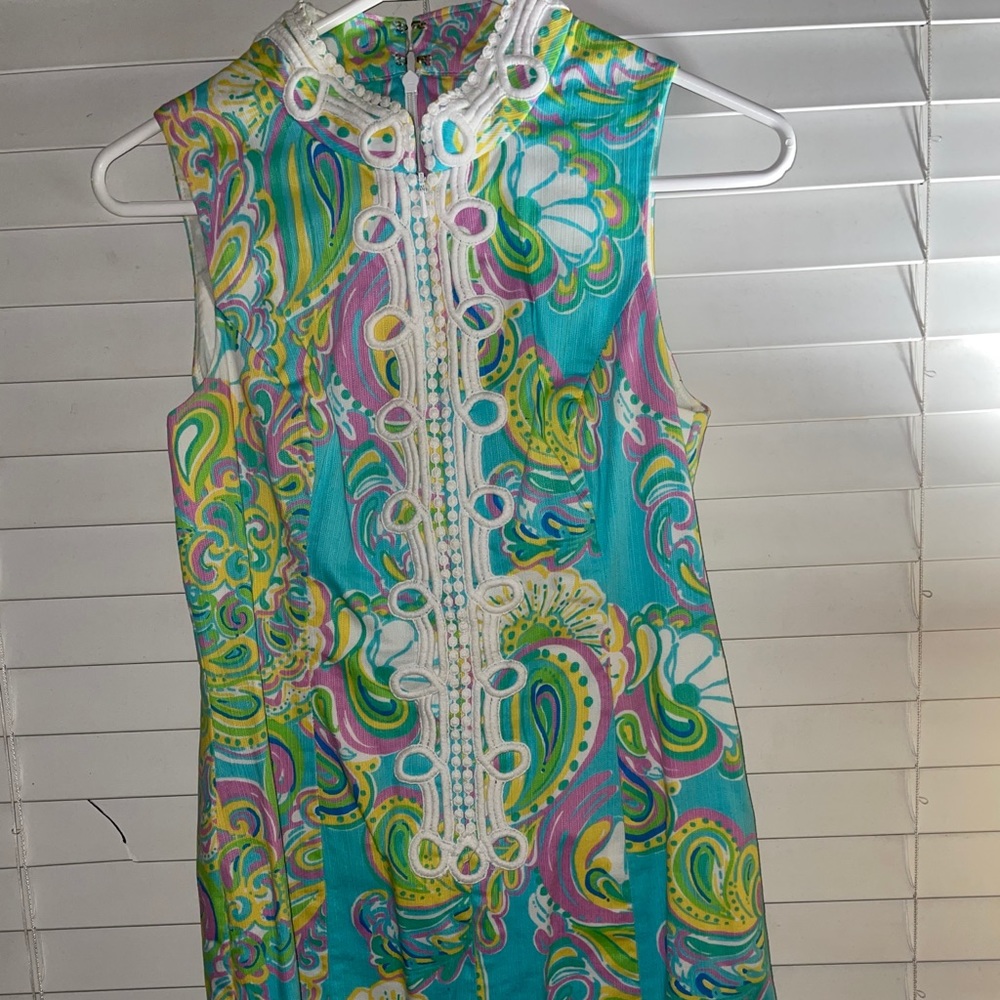 Lilly Pulitzer Shorely Blue Double Trouble Alexa Shift Dress Size 2 - Picture 5 of 7